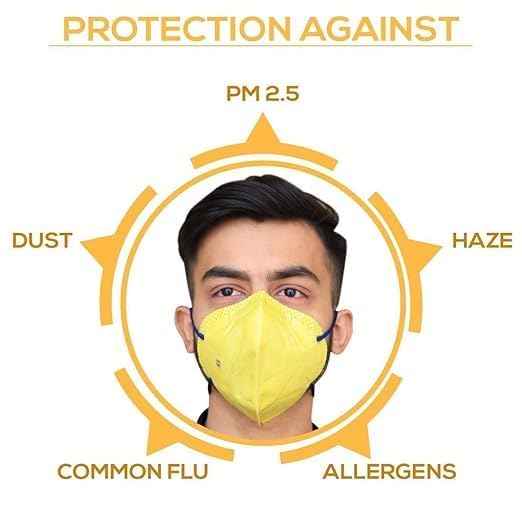 king shine KN 95 Mask,Super Breathable Face Mask (White Colour, Non Woven Fabric)(With Head Mask Extender) a01 3