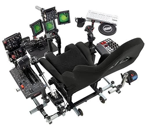 Simfab Modular Flight Simulator Pit For Combat Simulation. Dcs Edition. Compatible With Thrustmaster Warthog, Winwing, Virpil, Vkb And Alike Controls. Upgradable To General Aviation, Space Sim Or Sim Racing. (Black Seat) #TOP3