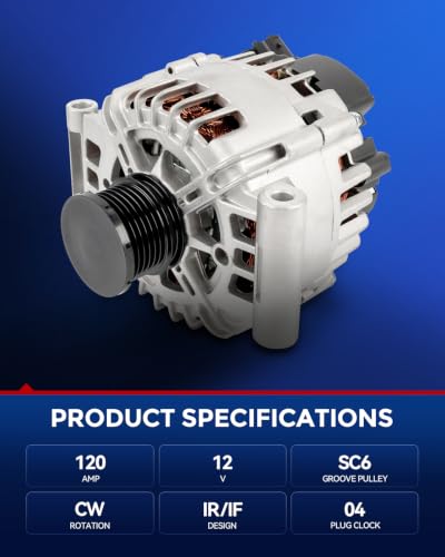 Image of KAX Alternator Fit for Mini Cooper 2007 08 09 10 11 12 13 14 2015 Cooper 1.6L /1.6T for 11334N AL9442X 11334 High output Alternator;12V 120Amp CW SC6 6-Groove Pulley,IR /IF | Fits 2007-2009 Mini Cooper Hatchback L4 1.6L, Replacement OE AL9442X