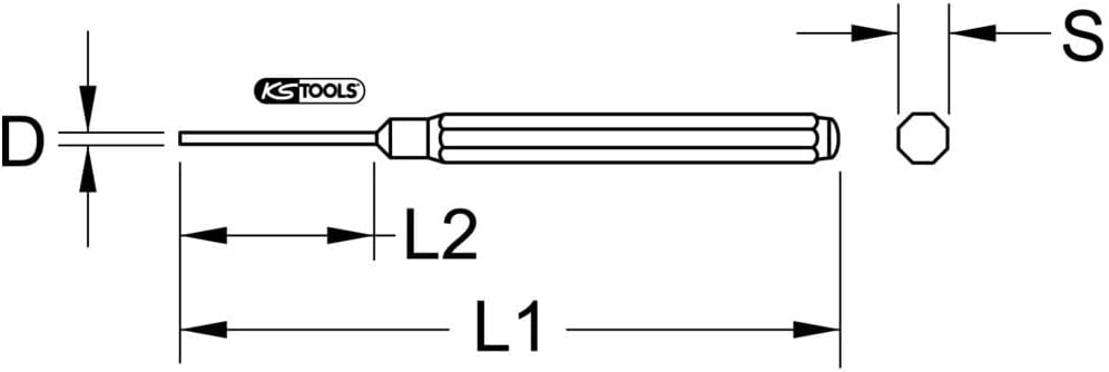KS TOOLS Pin Punch, 8 Point, Long, Ø 10mm
