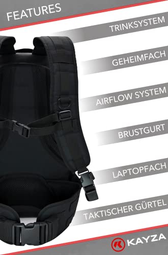 Rucksack 35 Liter Kayza Spark 35L – Taktischer Outdoor Rucksack