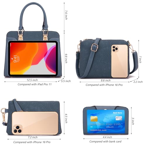 Image of Women's Fashion Handbag Tote Bag Shoulder Top Handle Satchel Purse Set 4pcs | Stylish Style,Chain Texture Design,Ample Space,Bear Doll Decoration,with a Crossbody Strap