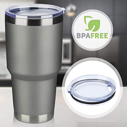Meway 30Oz Insulated Tumbler With Lids And Straws,Stainless Steel Double Vacuum Coffee Tumbler Cup, Brush, Durable Powder Coated Coffee Cup For Cold & Hot Drinks(Cold Grey,8 Pack) #TOP5
