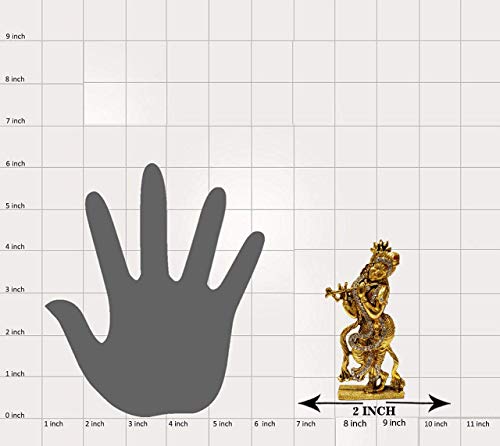 Image of Amazon Brand - Umi Gold Plated Flute Playing Krishna Idol Showpiece - Metal Krishna Statue for Car Dashboard - Hindu God Religious Idol Krishan Figurine for Janmashtami Home Temple Decoration & Gifts.