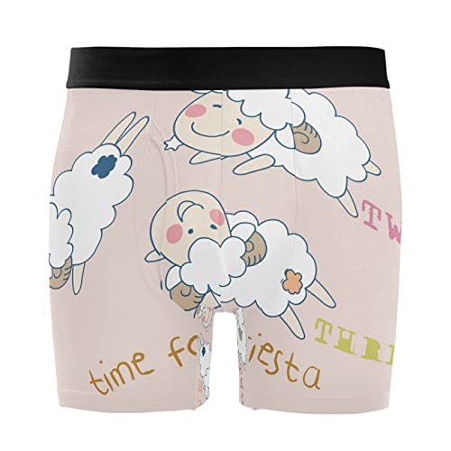Bóxer para hombre de algodón elástico Vnurnrn pack de 2 calzoncillos rosas con ovejas de dibujos