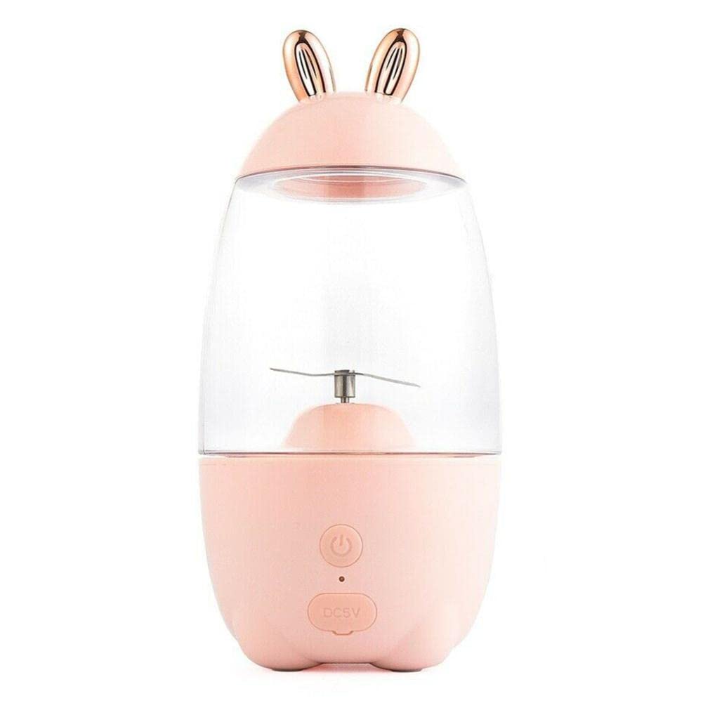 ZEREK Personal Blender, 330ml Portable Blender,Cute Bunny Ears Fruit Juicer with USB Rechargeable, Portable Juicer, One-handed Drinking Mini Blender for Milk Shakes Smoothie,Travel Juicer Cup, Pink