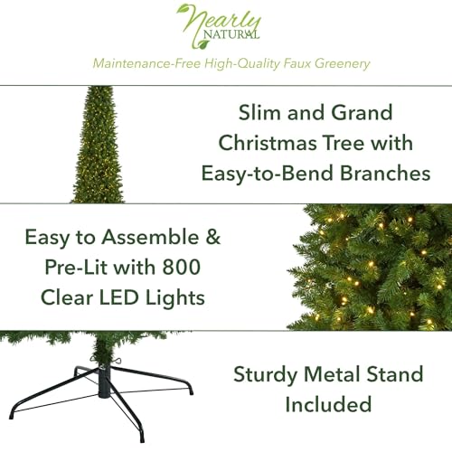 Nearly Natural 10ft. Slim Green Mountain Pine Artificial Christmas Tree with 800 Clear LED Lights by Nearly Natural - Image 5