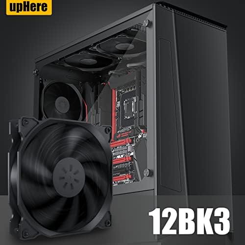 upHere 120mm Silent Fan for Computer Cases, CPU Coolers, and Radiators Ultra Quiet High Airflow Computer Case Fan, 3- Pack,12BK3-3