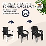 Casaria Polyrattan Gartenstuhl-Set stapelbar