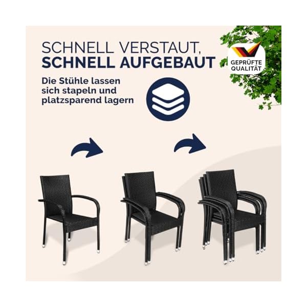 Casaria Polyrattan Gartenstuhl-Set stapelbar