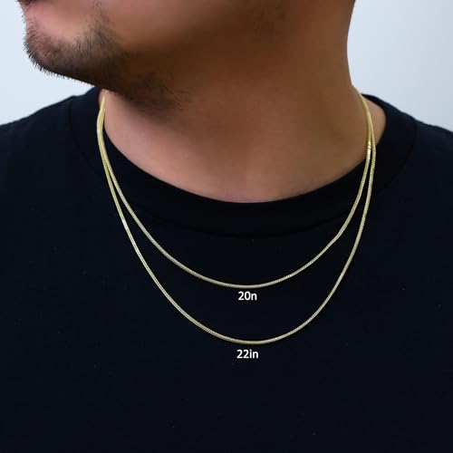 Nuragold 10k Real Yellow Gold Franco Square 1.5mm Box Chain Wheat Chain Necklace (16"-30") Dainty Italian Jewelry for Men & Women2