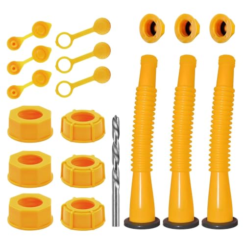 Gas Can Spout Replacement Kit,Gas Can Nozzle Replacement (3 Kit-Yellow) All gaskets are installed. For 1/2/5/10 gallon gas can. Easy and convenient to use replacement gas can nozzle