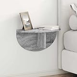QUAHEAS Wandregal Graues Sonoma, 48x24x24 cm Holzwerkstoff, schwebendes Regal für Wohnzimmer, Schlafzimmer, Büro, vielseitige Wandablage