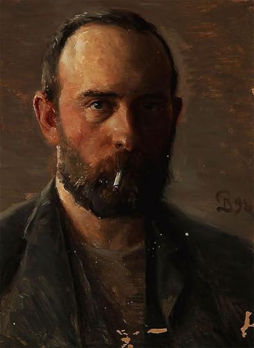 Tableaux peinture sur toile autoportrait Peter Vilhelm Ilsted, style nordique 60x90cm