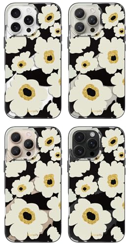 Coque iPhone 16 Pro compatible MagSafe transparente fleur noir - 7