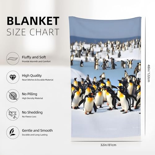 Couverture flanelle pingouin contre le froid du lit et canapé