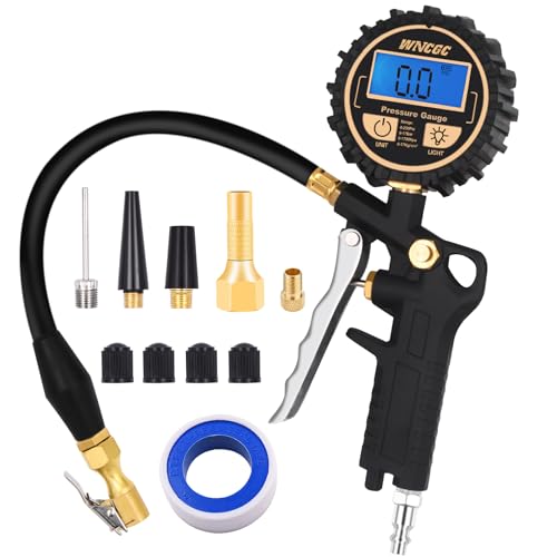 Image of Digital Tire Pressure Gauge with Inflator, 250PSI Air Chuck Compressor Accessories with Quick Connect Coupler Heavy Duty Tire Inflator Gauge, 0.1 Display Resolution for Truck,RV, SUV