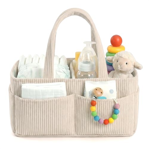 Ecofocet Wickeltisch Organizer, Windelkorb Wickeltisch, Wickelorganizer Zuhause, Wickel Organizer, Windeltasche mit Herausnehmbaren Fächern & Tragegriffen, Wickelkorb für Wickelstation