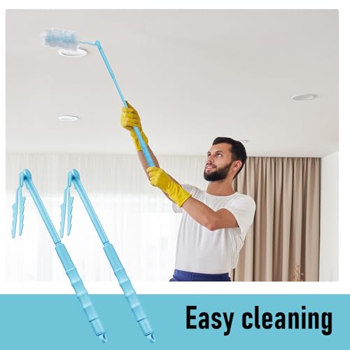 Image of Colingmill 4 Pcs 3 ft Replacement Handles Compatible with Duster Refills, Long Extended Handle Only, Adjustable Length for Ceiling Fans, Blinds, Shelves, Windows, Foldable & Extendable (Sky Blue)