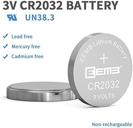 EEMB CR2032 Bateria litowa 3V Li-MnO  Bateria z przyciskiem 2032 Bateria DL2032 ECR2032 LM2032 Kompatybilna z kluczem Fob, zdalny monitor glukozy samochodowy Zdalne sterowanie obrożami dla zwierząt Zegarażowych drzwi świecznych(100)
