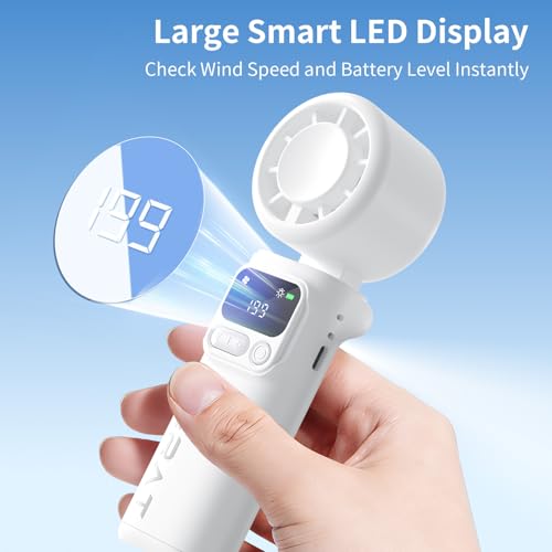 Lerat Portable Handheld Turbo Fan, 5-Speed Wind, Battery Operated, 3-in-1 Hand Fan, for Outdoor Activities, White — view 3