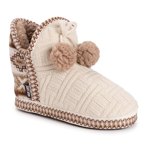 MUK LUKS Women's Amira Slipper, Ivory Fairisle, Small