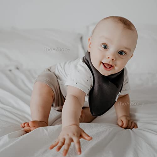 Theazbaby Organic Cotton 10-Pack Baby Bandana Drool Bibs For Boys And Girls, Neutral Solid Bibs For Teething And Drooling. #TOP2