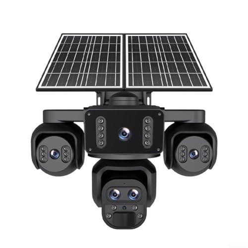 Caméra de sécurité solaire 4G, système de surveillance extérieur 20 MP avec caméra de surveillance sans fil alimentée par batterie, IP66 résistante aux intempéries, détecteur de couleur pour ferme