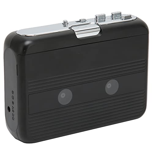 Reproductor de Casete Portátil, Reproductor de Cinta Bluetooth, Radio FM Estéreo, Reproductor/Grabador de Cinta de Casete con Auriculares, Función de Marcha Atrás Automática(Negro)