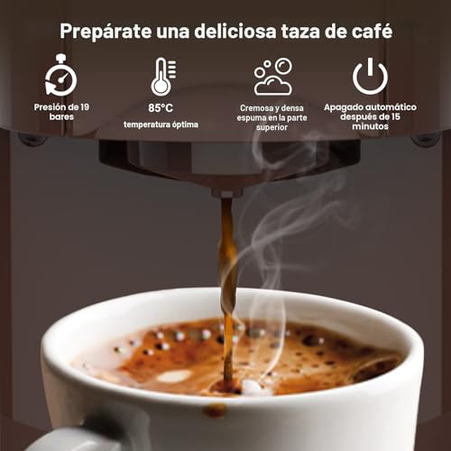 19 Bar Expreso 4 en 1 Cafetera de Capsulas para Dolce Gusto/Nespresso Original/Ground/ESE Pods(44mm) AC-513K - imagen 3