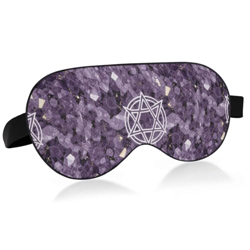 Image of Travel Essential Sleep Eye mask with Elastic Adjustable Band Blackout Reusable Triple Moon Pentagram Purple Train
