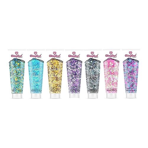 Holografisk glitter ansikte och kroppsgel 7-pack kosmetisk glitter, kroppsglitter, hårglitter, festivalgel