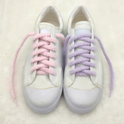 2 Pairs Flat Fuzzy Shoe Laces Pink Fluffy Shoelaces Cute Sneaker Shoelaces Thick Fashion Shoe Laces Casual Shoes Strings3