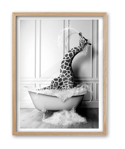 iHery Giraffe Bathing Wall Art