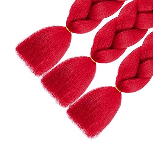 Afnote Red Braiding Hair Jumbo Braid Hair 3 Pack 24 Inch For Hair Extensions High Temperature Synthetic Crochet Braiding Hair For Black Women(A12)… #TOP4