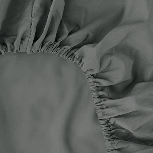 Image of Ghooss Full Size Fitted Sheet Soft,Single Fitted Deep Pocket Sheet,Wrinkle,Fade and Stain Resistant,1 Pack,Dark Gray