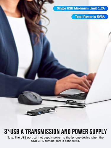 Image of Lemorele 5-in-1 USB C Hub, 4K HDMI HDR, 100W PD Charging, 3 USB 3.0 Ports, SD /TF Card Reader, Universal Docking Station for Laptops, MacBook, iPad, Dell, HP, Lenovo