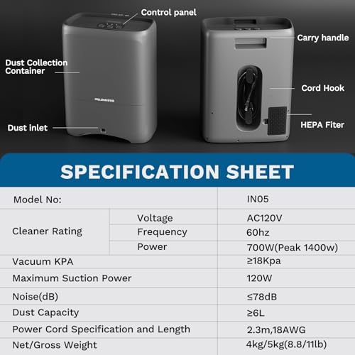 Pro Touchless Vacuum Automatic Dustpan 1400W Ultra Fast & Powerful, 18KPA Vacuum Dustpan TOF Sensor Hands-Free LED Alerts, 6L Electric Dustpan for Home/Kitchen/Office/Sweeping Salon/Pet Shop(No Broom) - 5