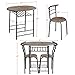Yaheetech 3 Piece Dining Table Set, Kitchen Table & Chair Sets for 2, Compact Bistro Table Set with Steel Legs, Built-in Wine Rack for Small Space, Apartment, Breakfast Nook, Drift Brown