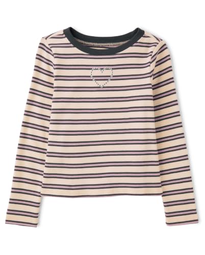 The Children's Place Camiseta infantil de manga comprida para meninas, Óleo de motor, GG