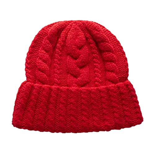 Bonnet anti-froid en laine stretch et douce couleur rouge femme