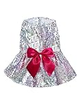 QWINEE Dog Dresses Sequin Dog Shirt Skirt Birthday Wedding Halloween Christmas Costume Dog Clothes f