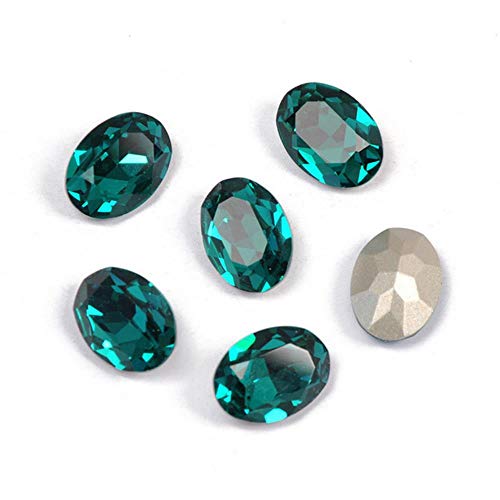 PENVEAT 4120 - Cristales ovalados de Cristal de circonia Azul para Coser en Piedras, Cristales de Punta Trasera para Accesorios de Costura 13x18mm 8Pcs Without Claw