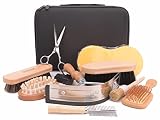 Horse Grooming Kit （10-Piece） with Tote，Horse Cleaning Tool Set with Assorted Hair and Curry Comb