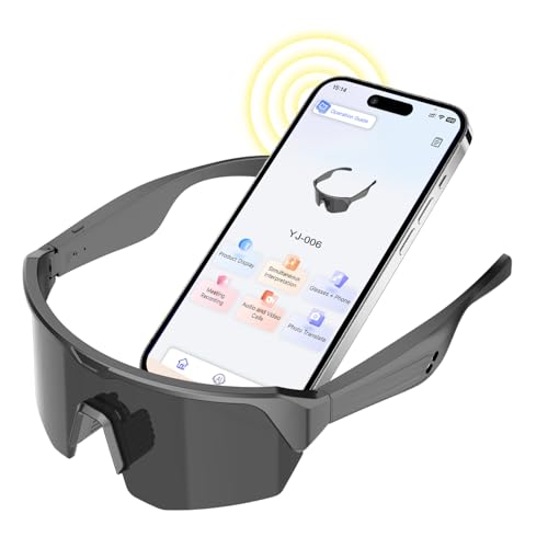 GenXenon Cycling AI Smart Glasses for Men Women, AI Translator Powered by ChatGPT, Support 160+ Languages, Bluetooth Running Sunglasses with Polarized Lenses for Sports Outdoor Activities（Si