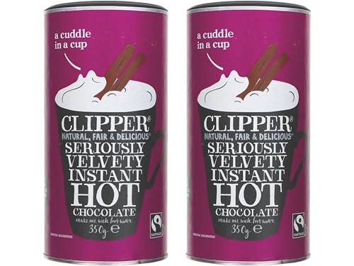 Image of Clipper Fairtrade Seriously Velvety Instant Hot Chocolate 350g, Rich Creamy Drinking Chocolate with Cocoa, Smooth & Indulgent Hot Cocoa Powder, (Pack of 2) from SuperfoodUK