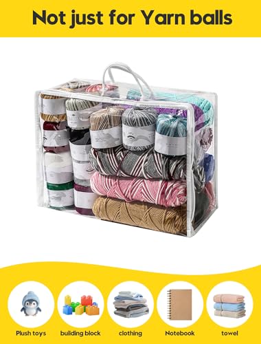 Image of 6 Packs Large Yarn Storage Bags, Clear Yarn Storage Organizer with Zippers and Handles, Crochet Bag Knitting Bag for Knitting Needles Crochet Hooks-17.75 * 6.69 * 11.8 inches