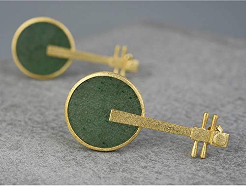 Boucles d'oreilles Pipa vert vintage style chinois classique chic - 7