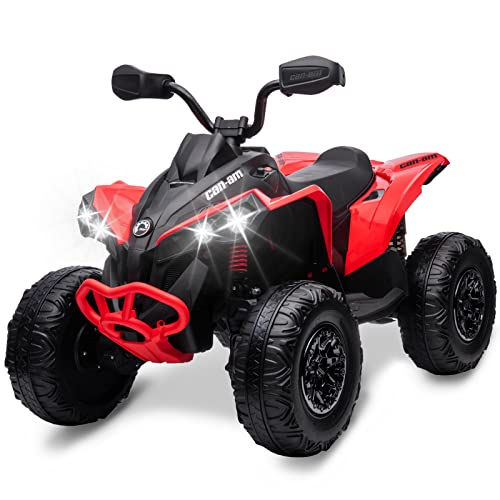 Hipicute 12V Kids ATV | Bombardier Licensed BRP Can-Am 4 Wheeler Quad Electric Ride-On Vehicle with LED Lights, Full Metal Suspension, Bluetooth, Music, USB, and Treaded Tires by Hipicute - Image 4