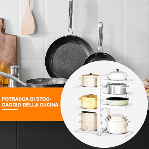 Image of HASTHIP Under Sink Organizer Assembly Multi Cooking Pot Holder Rack with 7 Panels Adjustable Carbon Steel Kitchen Organizer Kitchen Storage Rack for Pots,Pans